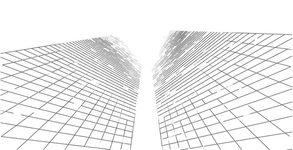 Moderne Architektur Wireframe Konzept Des Urbanen Drahtnetzes Drahtrahmenbau Illustration Der — Stockfoto