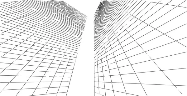 Wireframe Architettura Moderna Concetto Wireframe Urbano Wireframe Building Illustrazione Dell — Foto Stock