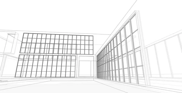 Moderne Architectuur Wireframe Concept Van Urban Wireframe Wireframe Gebouw Illustratie — Stockfoto