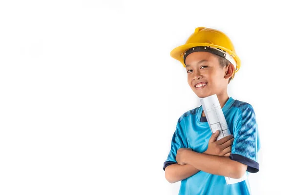 Little Boy Dream Wants Architect Engineer Future — Stock Photo, Image