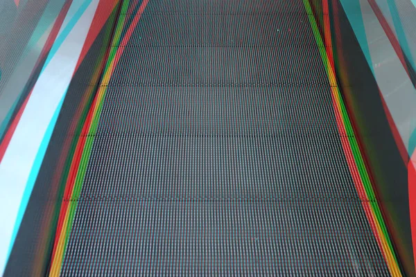 Close Escalator Abstract Glitch Effect — Stock Photo, Image