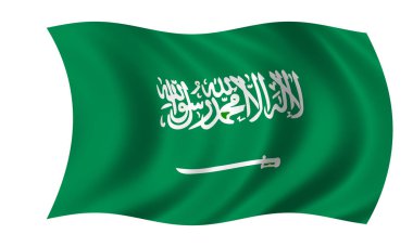 Suudi Arabistan bayrağı rüzgarda sallayarak