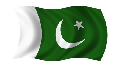 Pakistan bayrağı rüzgarda sallayarak