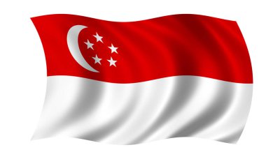Singapur bayrağı rüzgarda sallayarak