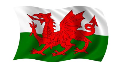 waving welsh flag in wind clipart