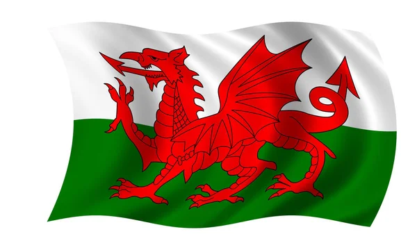 Zwaaien Welsh Vlag Wind — Stockfoto