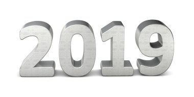 Yeni yıl metin gümüş 2019 3d render