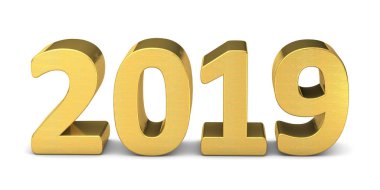 Yeni yıl metin altın 2019 3d render