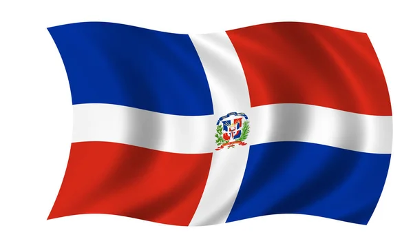 挥舞着多米尼加共和国国旗在风中 — 图库照片