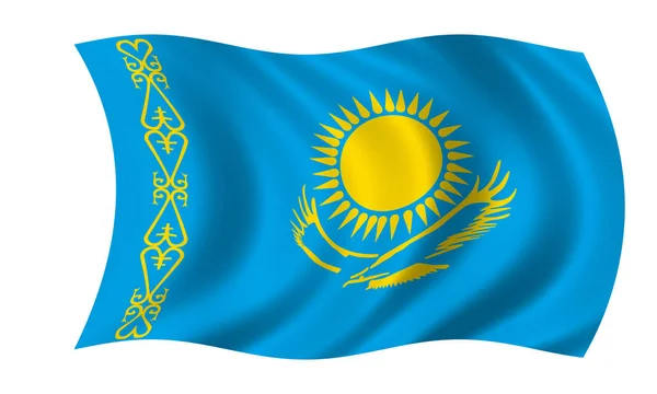 Sventolando Bandiera Kazakhstan Nel Vento — Foto Stock