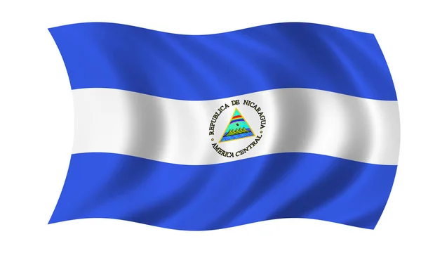 Acenando Bandeira Nicaraguense Vento — Fotografia de Stock