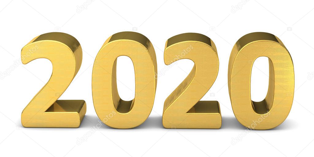 New year text gold 2020 3d rendering