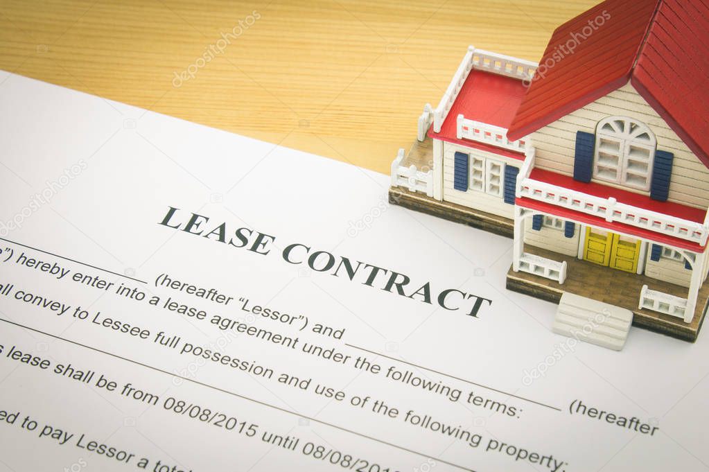 Home lease contract or house lease contract agreement. Concept about home or house rental agreement