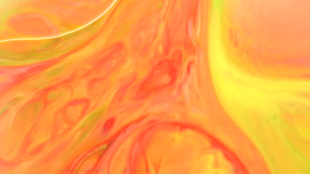 Оранжевый Желтый Поток Движущиеся Текущие Чернила Пищевого Цвета Абстрактные Красочные — стоковое видео