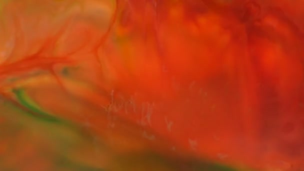 Red Green Stream Couleur Alimentaire Abstraite Encre Fond Mouvement Fluide — Video