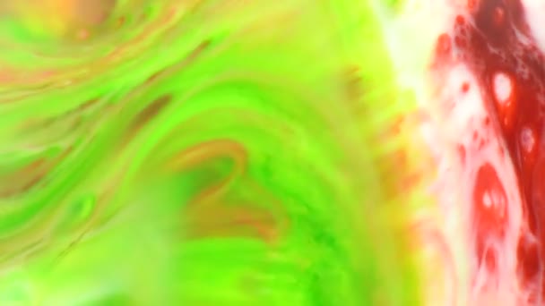 Green Red Stream Couleur Alimentaire Abstraite Encre Fond Mouvant Fluide — Video