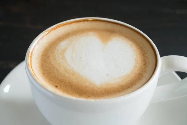 Heart Shape Froth Milk Latte Art in White Coffee Cup Zoom