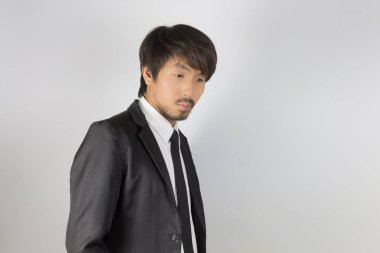 Side View Siyah Suit Moda Portre İşadamı