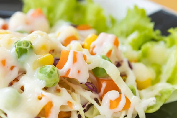 Insalata Vegana Insalata Vegetariana Sulla Cornice Sinistra Includono Carota Piselli — Foto Stock