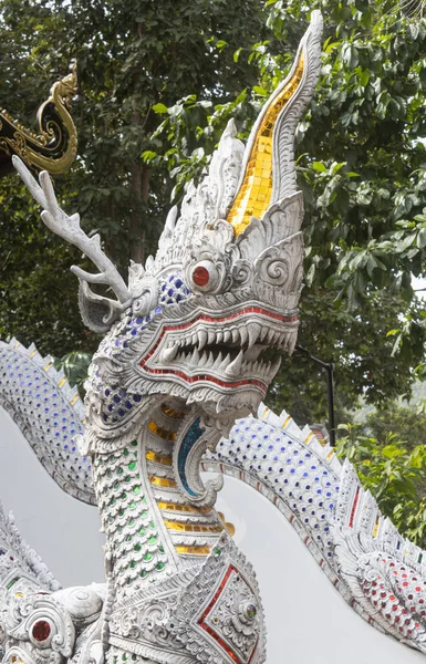 Phayao Таїланд Nov 2019 One White Serpent Naga Statue Natural — стокове фото