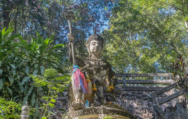 Phayao Thailandia Dicembre 2019 Statua Dio Con Etichetta Del Tempio — Foto Stock