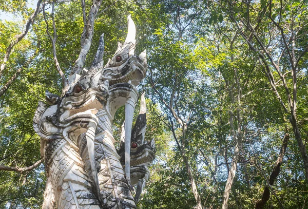 Phayao Thailand Dec 2019 Three Head Serpent Naga Statue Forest — Stock Photo, Image