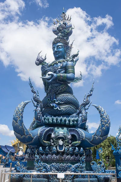 Chiangrai Thailand June 2020 Blue God Statue Hold Lotus Blue — Stock Photo, Image