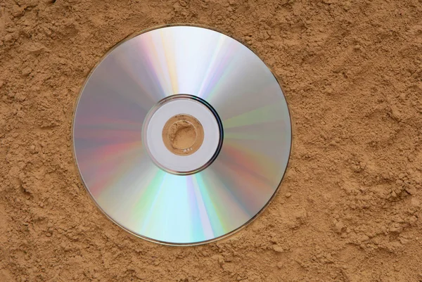 Sand Rom Ground Disk Beach Rom Disk Textured Background Dvd — Stock Photo, Image