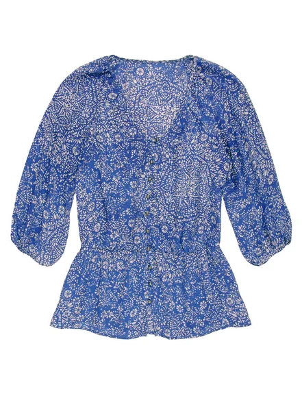 Seidenblaue Bluse Weiß Damenkleidung Romantischem Stil Modische Sommerkleidung Für Frau — Stockfoto