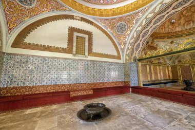 Istanbul, Türkiye, 30 Mayıs 2018: Topkapı Sarayı, Istanbul, Türkiye'nin ünlü dönüm noktası ikinci Courtyard İmparatorluk Konseyi iç detay.