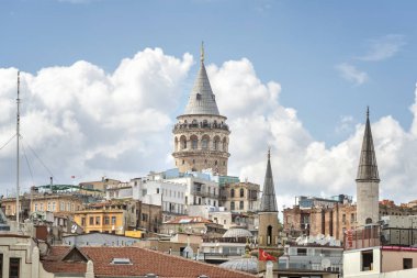 Galata Tower And Minarets With Several Buildings, Istanbul, Turkey clipart