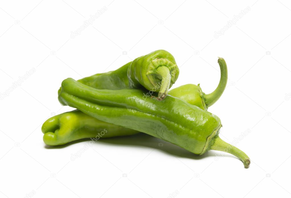 Green Sweet Peppers Isolated On White Background