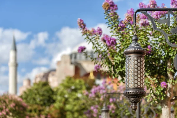 Dekorativní Svíčky Světlo Hagia Sophia Sultan Ahmet Náměstí Lze Vidět — Stock fotografie