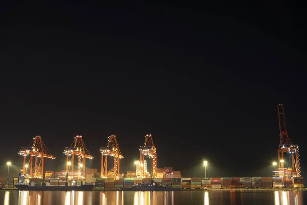Mersin Τουρκία Νοεμβρίου 2018 Mersin Διεθνές Λιμάνι Νύχτα Μερσίνα Είναι — Φωτογραφία Αρχείου