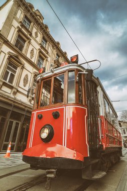 Nostaljik kırmızı tramvay, tünel, Beyoğlu, Istanbul, Türkiye'de