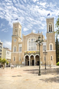 Atina, Yunanistan, Eylül 9,2016: Atina Büyükşehir Katedrali, dış ihtimal Atina başpiskoposluk ve tüm Yunanistan katedral kilise.