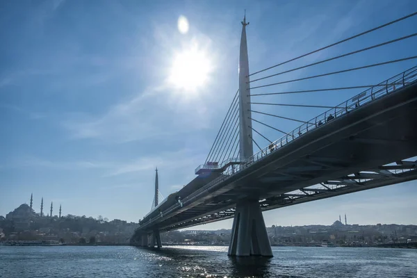 Złoty Róg Metro Bridge Istanbul Turcja — Zdjęcie stockowe