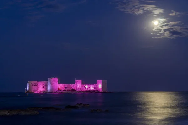 Kizkalesi Castillo Doncella Una Noche Luna Mersin Turquía — Foto de Stock