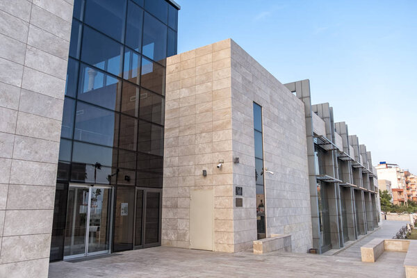 MERSIN, TURKEY, OCTOBER 18, 2019: Exterior shot from Mersin Archeology Museum, the largest museum in Mersin. Although it was established as an archaeological museum, also has an ethnography section.