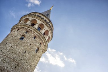 Düşük Açı Atışı Galata Kulesi, İstanbul, Türkiye 