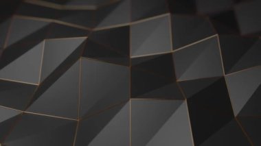 Hareketli yüzeyi olan soyut 3D video. Siyah ve altın rengi. 4k dikişsiz döngü animasyonu. Modern moda tasarımı.