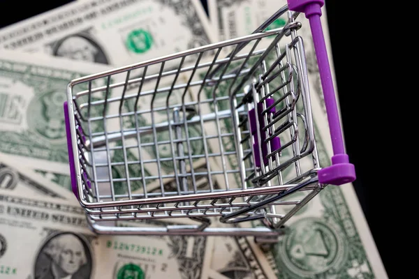 supermarket trolley full of euro notes costs dollars