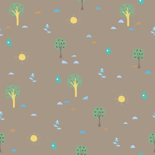 Floral Seamless Pattern Trees Background Vector Illustration — ストックベクタ