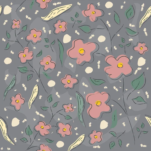 Florales Nahtloses Muster Hintergrund Vektorillustration — Stockvektor