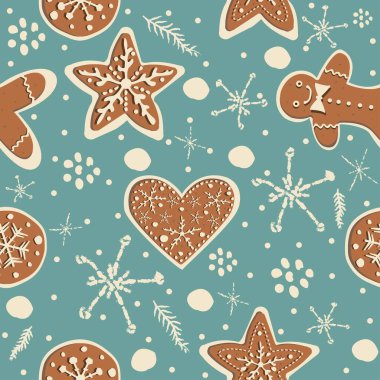 Zencefilli kurabiyeli Şirin Kış Şekilleri. 