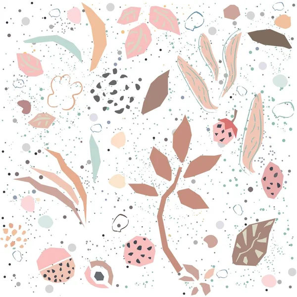 Hand Drawn Seamless Pattern Plants Berries Artistic Creative Design — Stock Vector