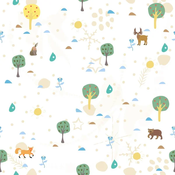 Seamless Summer Pattern Forest Animals — Stock Vector