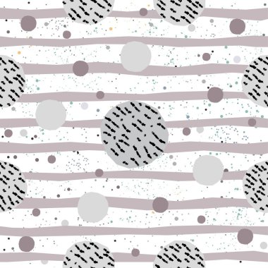 Kağıt zemin üzerinde çizgili renkli topuyla şirin, pürüzsüz bir desen. El Çizimi. 