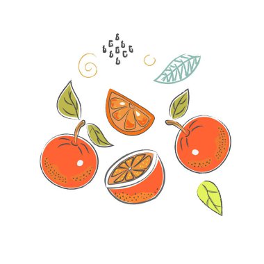 Portakallı şirin ikon. El yapımı İskandinav tarzı. Vektör İllüstrasyonu