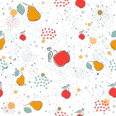 Armut ve noktalı armut desenli şirin bir desen. El yapımı hassas tasarım. İskandinav tarzı. Kartlar, şablonlar, hediye kağıtları, baskılar, dekorasyonlar, şablonlar, vs..